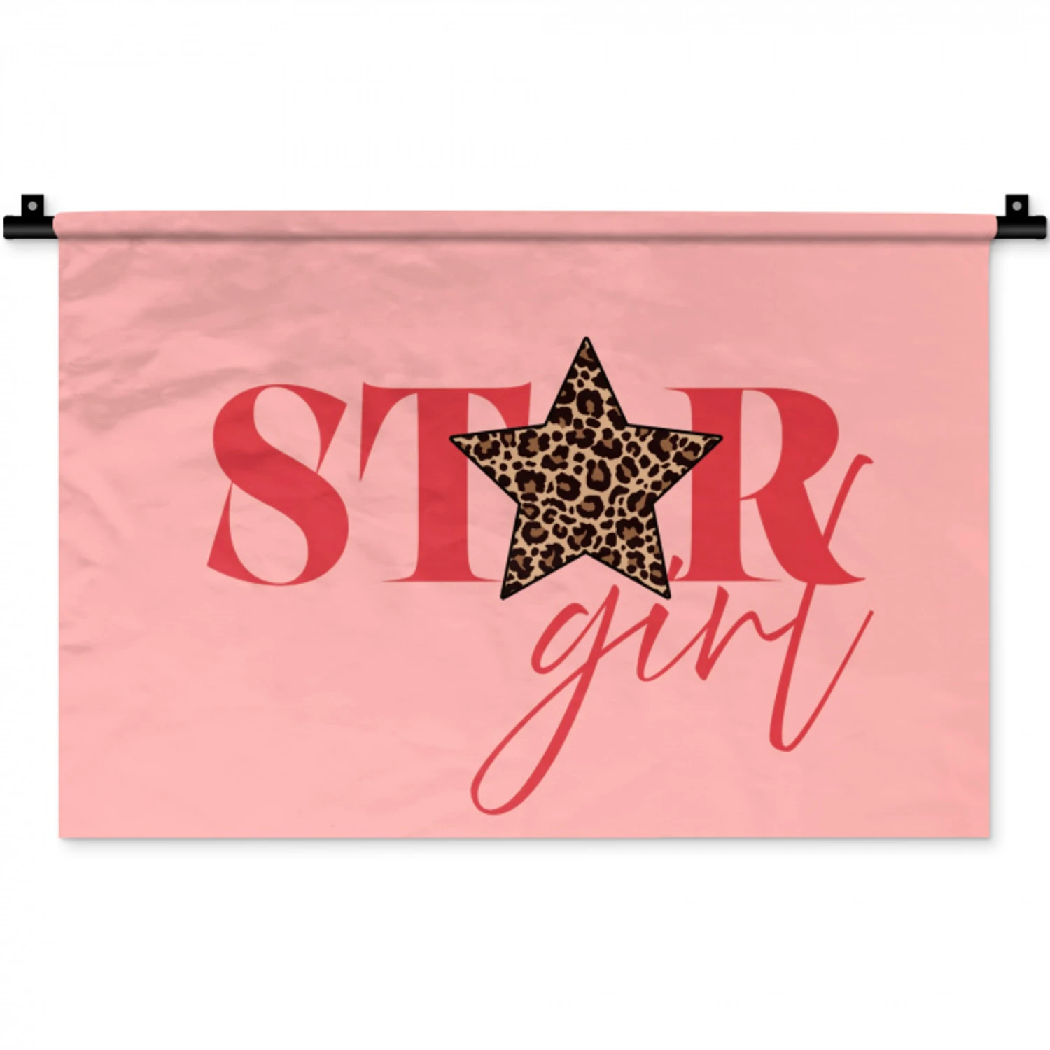 Star girl - Roze - Panter - Ster Wandkleed katoen klein -zz3d
