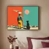 Retro - Jongen - Hond - Rood - Groen Textielframe zwart klein -sfeer1