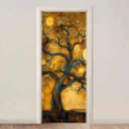 Boom - Levensboom - Abstract - Goud deurposter klein -3d_beige