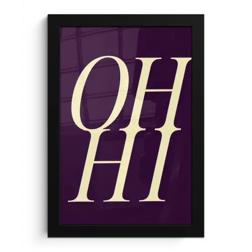 Oh hi - Paars - Minimalistisch fotolijst zwart zonder passe partout klein -3d