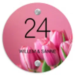 Roze tulpen - Klassiek Naambord Rond klein -3d