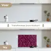 Bladeren - Patroon - Burgundy keuken achterwand spatscherm klein 900 -voor_na_NL