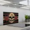 Schedel - Rozen - Gotisch keuken achterwand spatscherm klein -3d_schuin