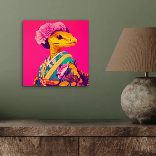 Hagedis - Bloemen - Roze - Kimono aluminium wit klein -sfeer2