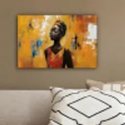 Vrouw - Ogen - Penseelstreken - Geel canvas 2cm klein -sfeer3