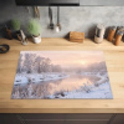 Rivier - Winter - Landschap - Sneeuw - Zonsopgang Inductie beschermer vinyl 3mm klein -sfeer5