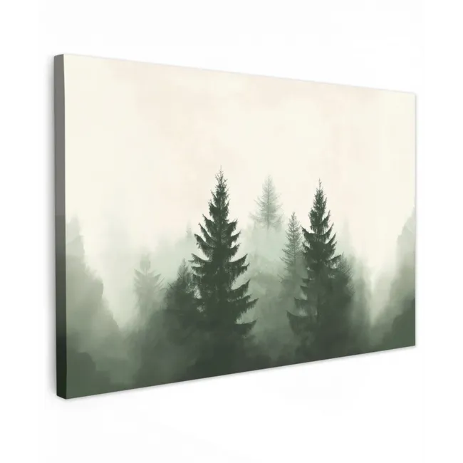 Sparren - Bomen - Groen - Beige canvas 2cm klein -z3d