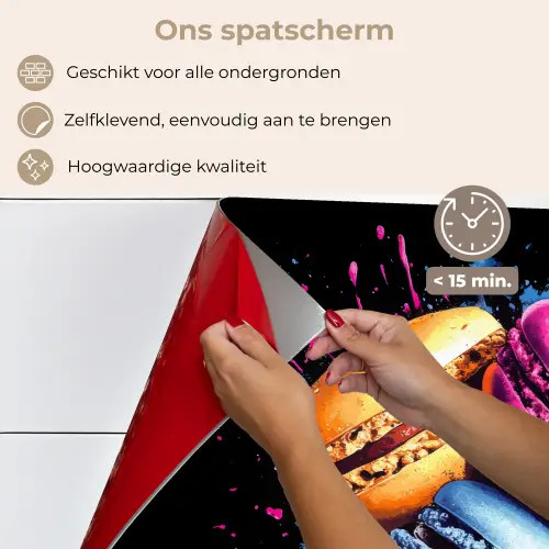 Macarons - Dessert - Graffiti - Kleurrijk - Roze - Blauw - Geel keuken achterwand spatscherm klein -spatscherm_NL