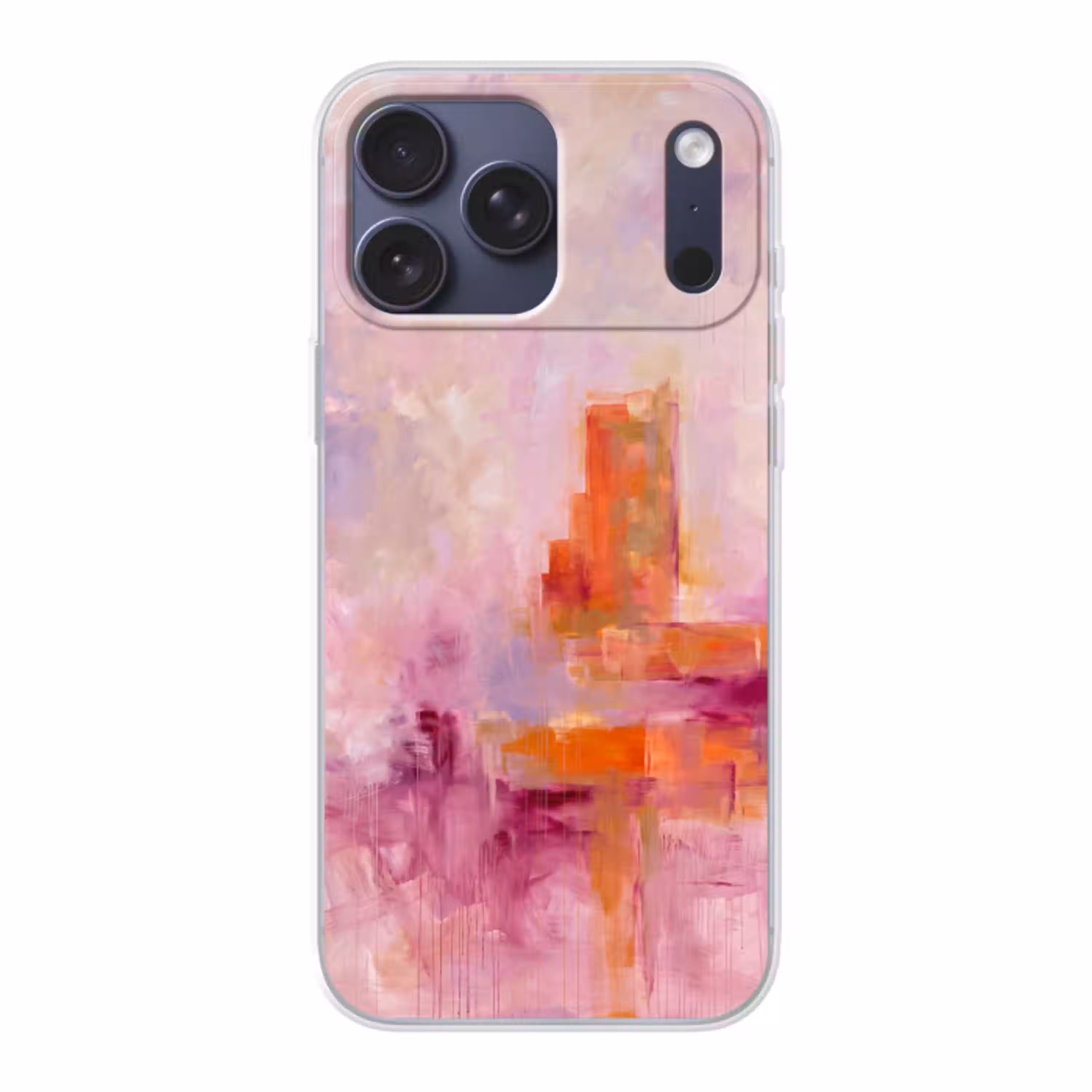 Abstract - Borstelstreken - Kunst - Paars - Goud Telefoonhoesje iPhone 17 Pro Max klein -3d