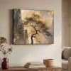 Boom - Goud - Landschap - Verf Textielframe zwart klein -sfeer3
