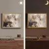 Verf - Abstract - Beige - Kunst Light Box met batterij (Wandlamp) middel -sfeer3