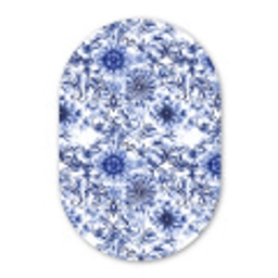 Bloemen - Blauw - Patroon - Wit Wandcirkel Ovaal Aluminium middel 839 -3d