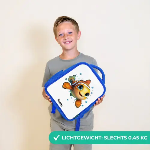 Clownvis met bellen op witte achtergrond Kinderrugzak - Blauw middel -sfeer1_NL
