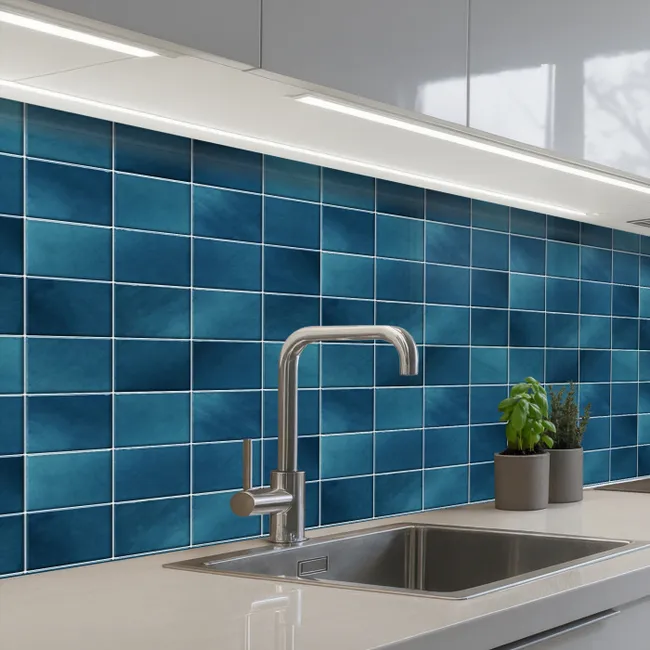 Keramiek - Structuur - Tegel - Blauw keuken achterwand 2 middel 871 -3d_schuin