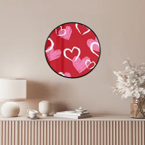 Patroon - Hartjes - Roze - Valentijn Fotolijst rond zonder passe partout klein -sfeer3