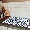 Bladeren - Klimop - Donkerblauw Inductie beschermer vinyl 3mm klein -sfeer3