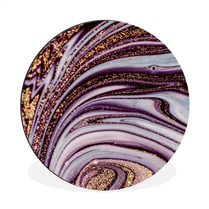 Marmer - Roze - Goud - Glitter - Marmerlook - Luxe Wandcirkel aluminium klein -3d