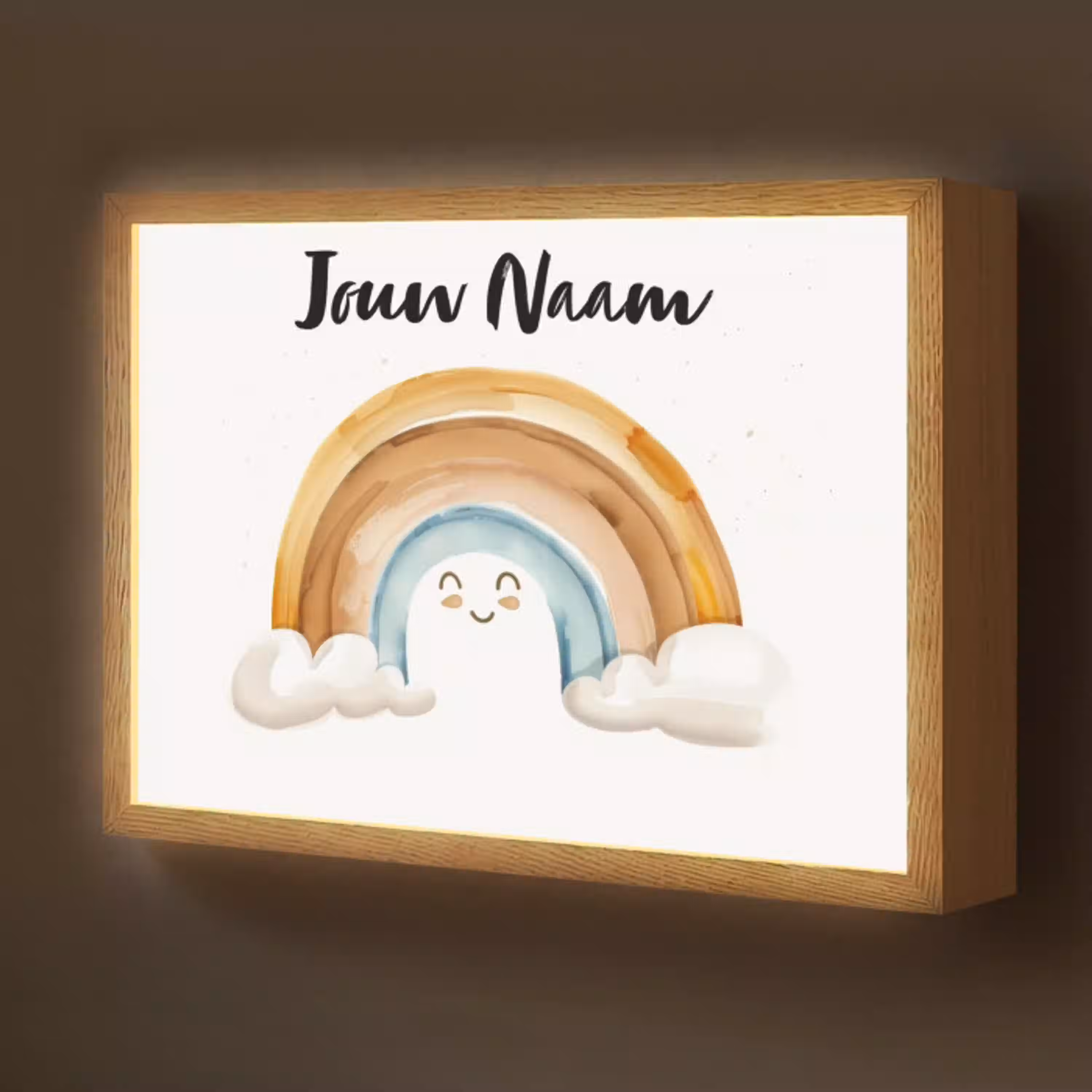 Regenboog - Pastel kleuren Light Box met batterij (Wandlamp kind) middel -z3d_website