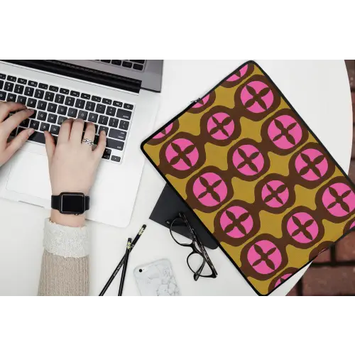 Modern - Patroon - Roze laptophoes neopreen klein 279 -bureau