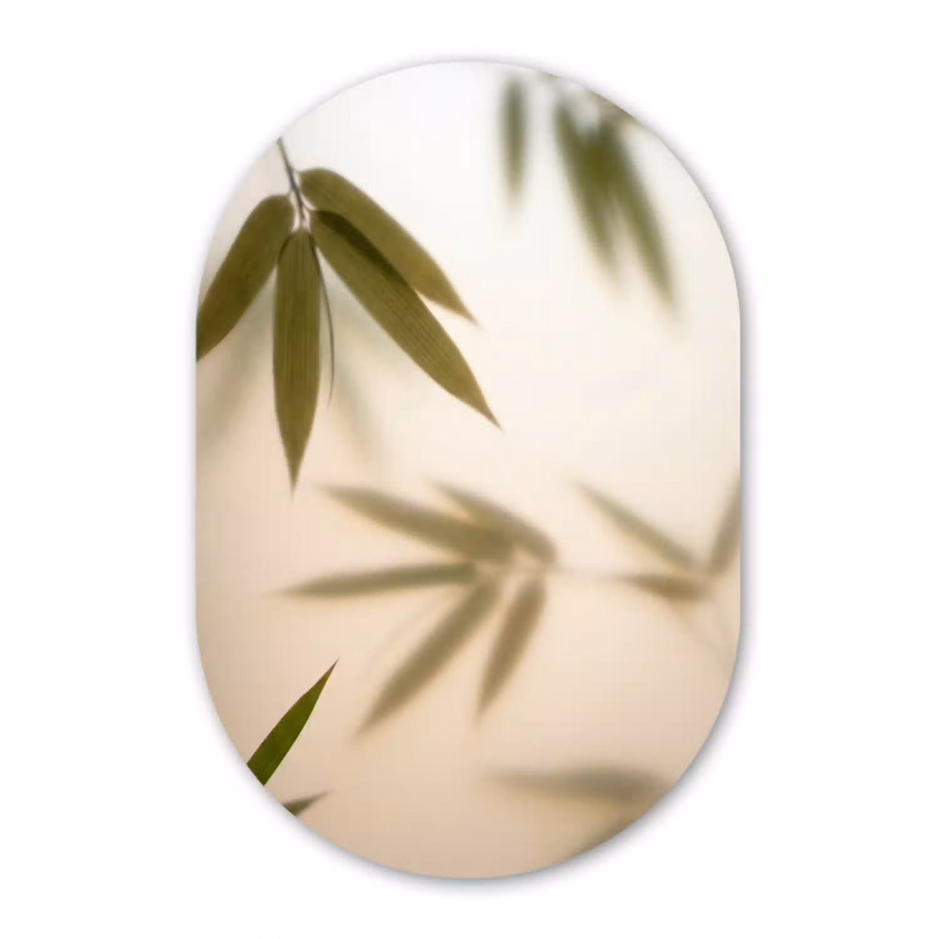 Planten - Bladeren - Natuur - Groen Wandcirkel Ovaal Aluminium middel -3d