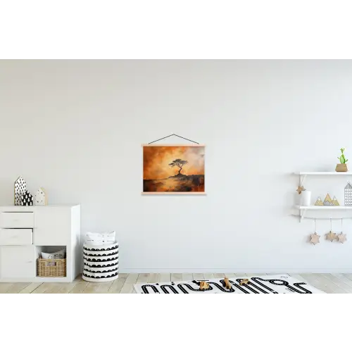 Boom - Landschap - Oranje textielposter latten blank klein -kinderkamer