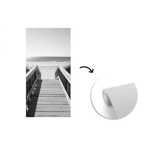 Loopbrug - Hout - Strand - Zee fotobehang vinyl groot -3d