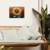Zonnebloem op Bakstenen Muur tuinposter los doek klein -sfeer7