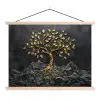 Bladeren - Goud - Boom - Rots textielposter latten blank klein -3d