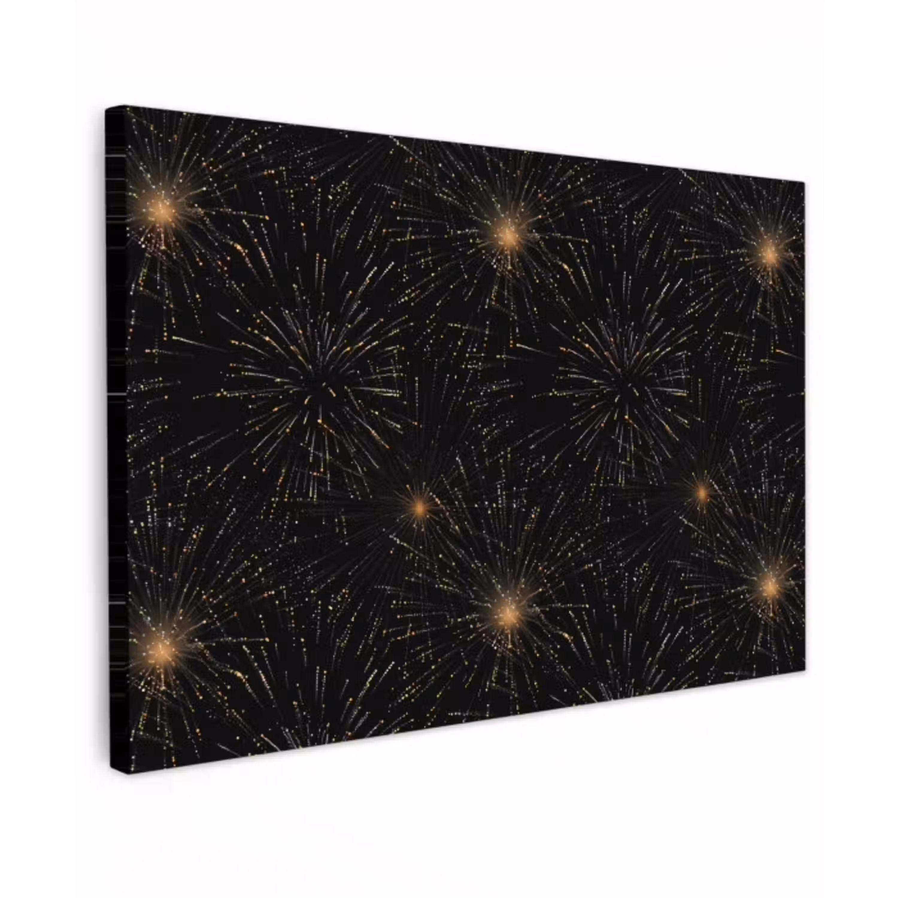 Vuurwerk - Patroon - Feestelijk - Goud - Zwart canvas 2cm klein 34 -z3d
