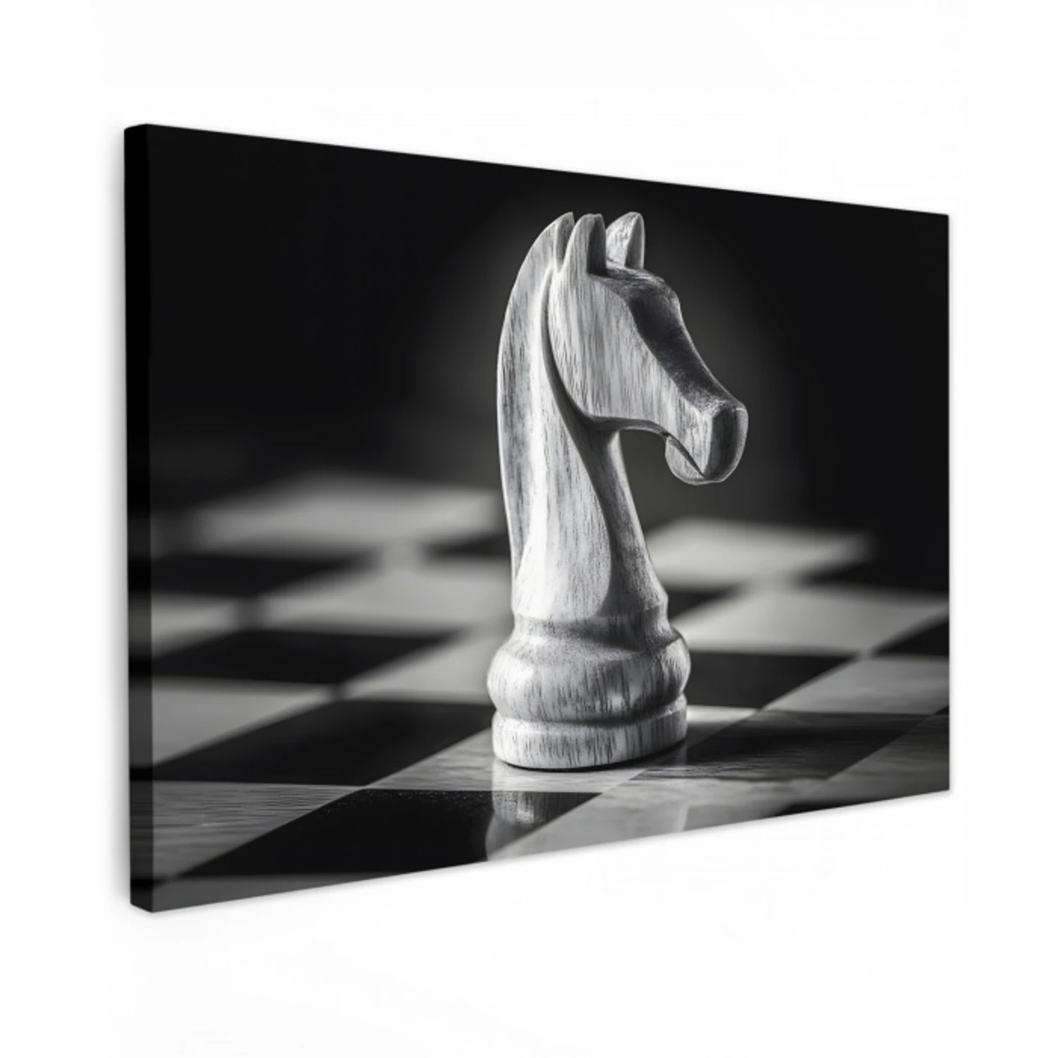 Paard - Hout - Schaalbord - Zwart canvas 2cm klein -z3d