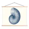Blauw - Schelp - Spiraal textielposter latten blank klein -3d