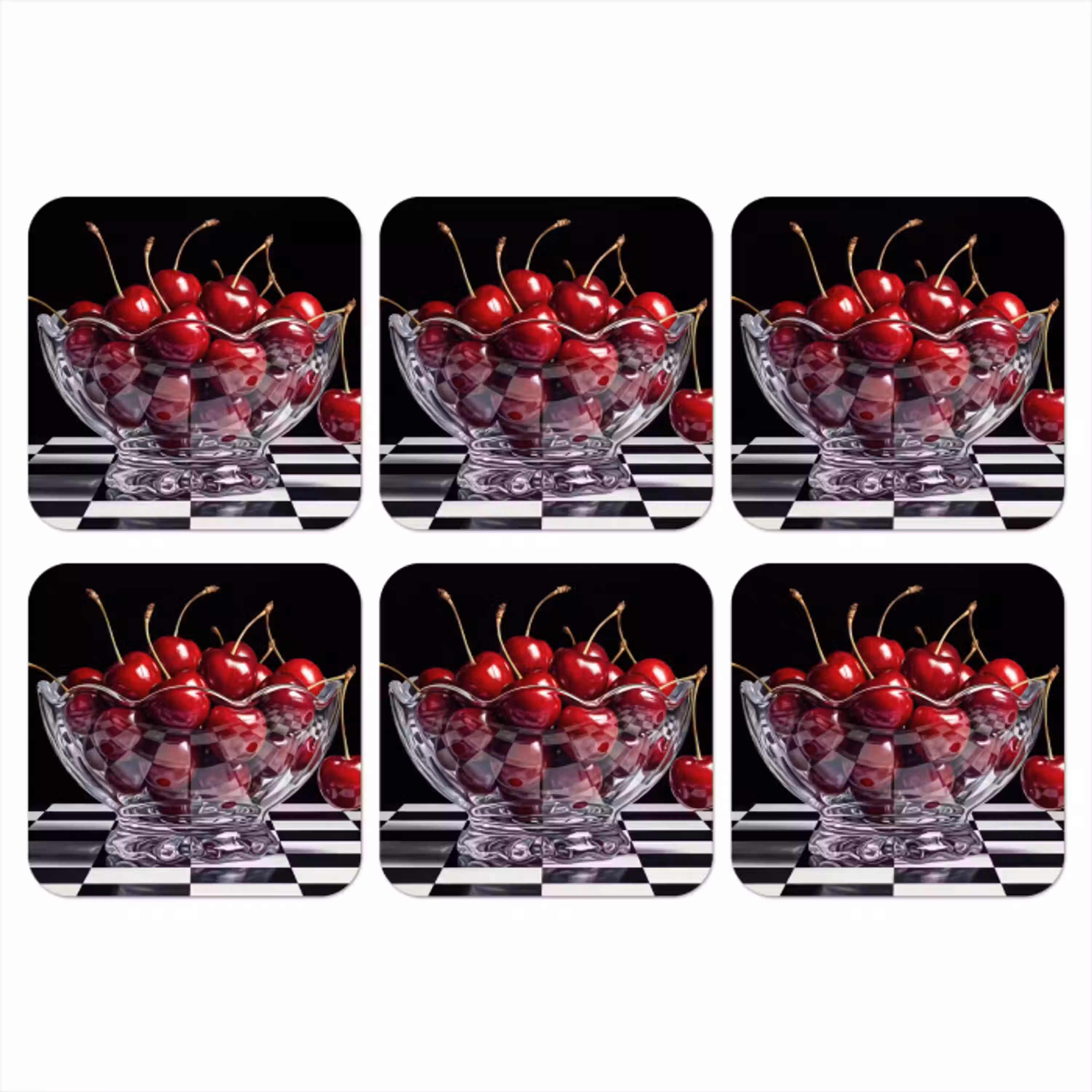 Eten - Kersen - Rood onderzetter kurk middel -3d