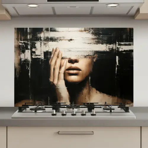 Hand - Gezicht - Strepen - Abstract keuken achterwand spatscherm klein -3d_website