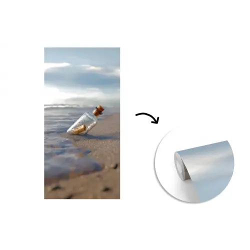 Glazenfles - Post - Zee - Zand fotobehang vinyl groot -3d