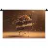 Taart - Chocolade - Eten - Brownie Wandkleed katoen klein -zz3d