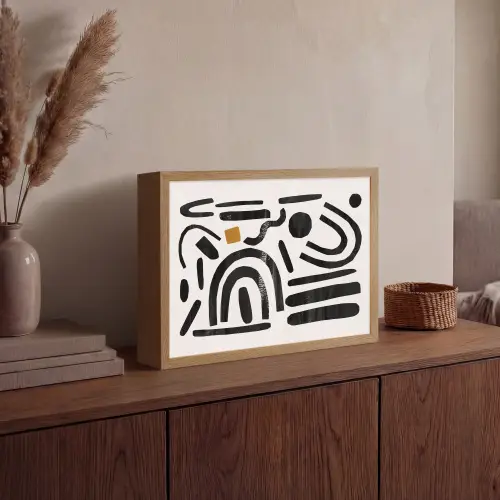 Abstract - Kunst - Vormen - Zwart Light Box met batterij (Wandlamp) middel -sfeer2