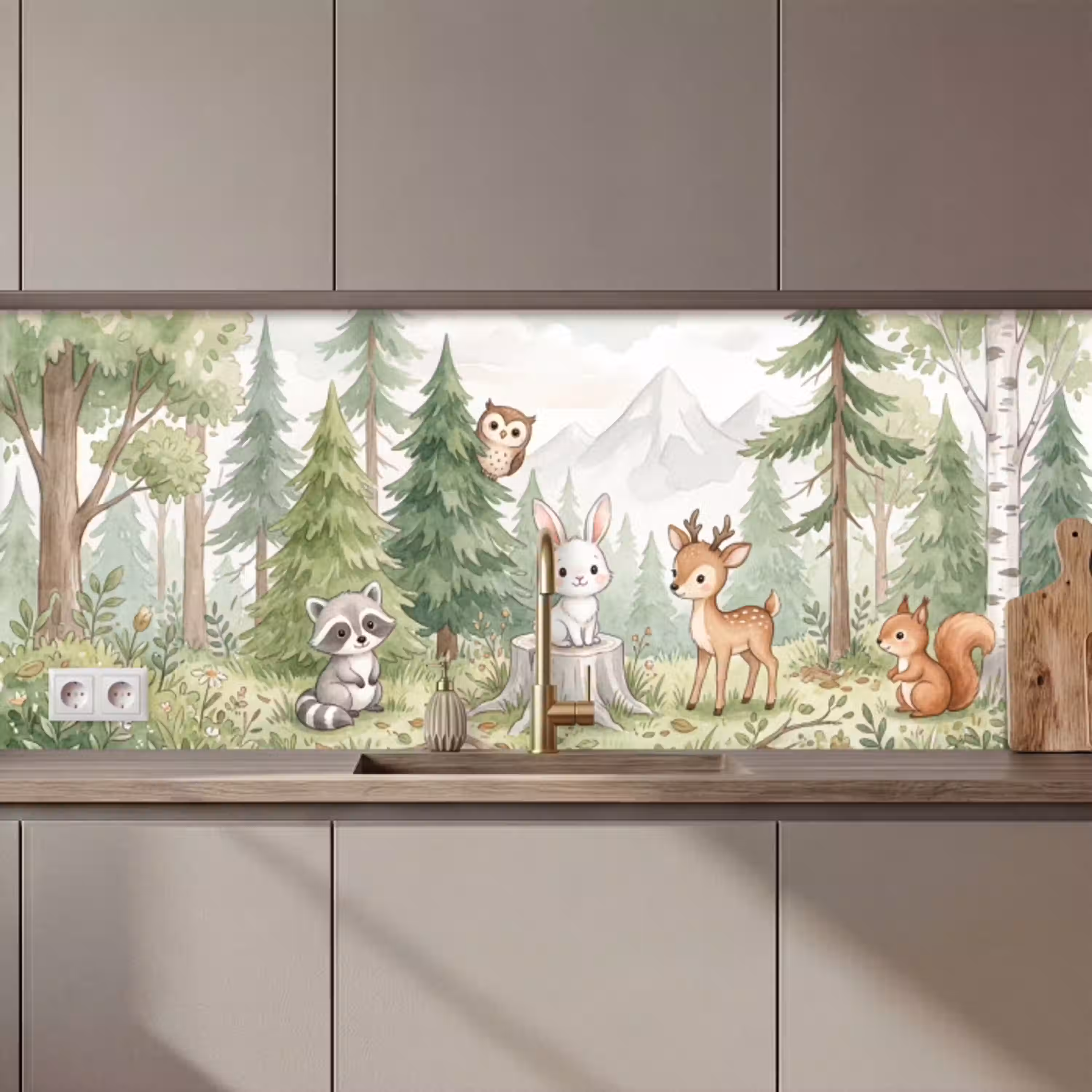 Bos - Dieren - Groen keuken achterwand 2 middel zz_3dshopping