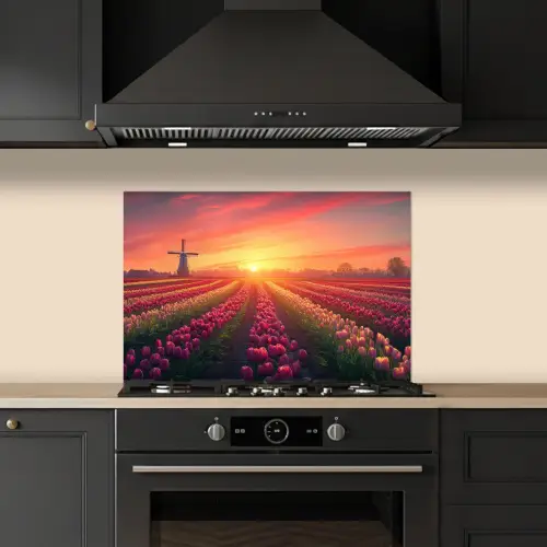 Windmolen - Zonsondergang - Landschap keuken achterwand spatscherm klein -sfeer1