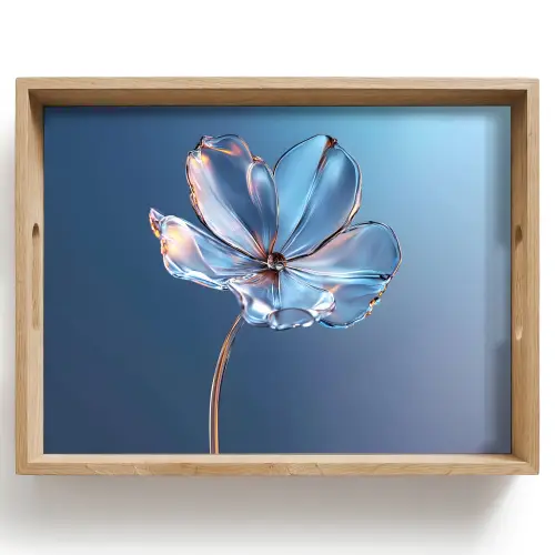 Blauw - Bloem - Glazen - Sierlijk Dienblad Rechthoek middel -z3d_shopping