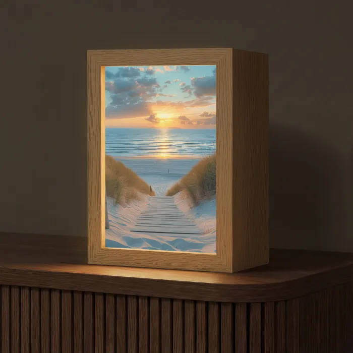 Zonsondergang - Strand - Zomer - Landschap Light Box met kabel (Tafellamp) klein -z3d_website