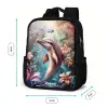 Dolfijn en vissen in onderwater bloemenwereld Rugzak - Zwart middel -productfoto_formaten