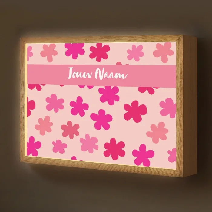 Bloemen - Patroon - Roze Light Box met batterij (Wandlamp kind) middel -z3d_website