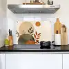 Vormen - Rond - Bladeren - Beige Inductie beschemer met haakjes klein -sfeer2