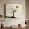 Boom - Zon - Modern - Landschap Textielframe zwart klein -sfeer3