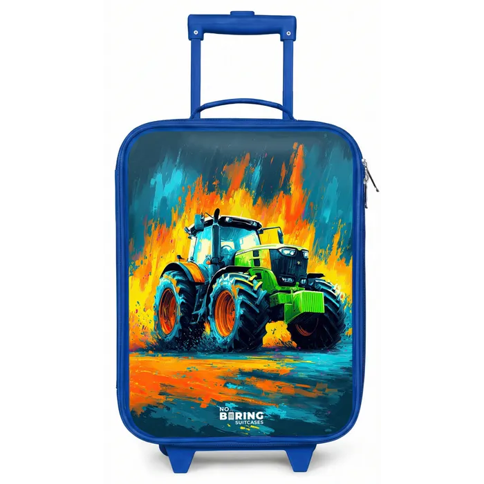 Tractor - Groen - Abstract - Penseelstreken Kinderkoffer - Blauw klein -zz3dotto