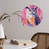 Uil - Roze - Blauw - Verf - Abstract Wandcirkel behangsticker klein -sfeer3