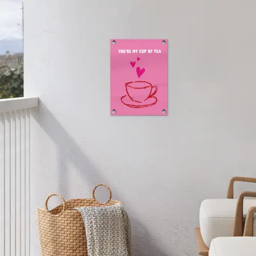 Thee - Roze - Valentijn - Tekst tuinposter los doek klein -sfeer8