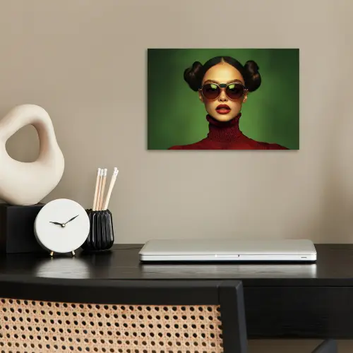 Vrouw - Groen - Bril - Aesthetic - Modern poster papier klein -sfeer1