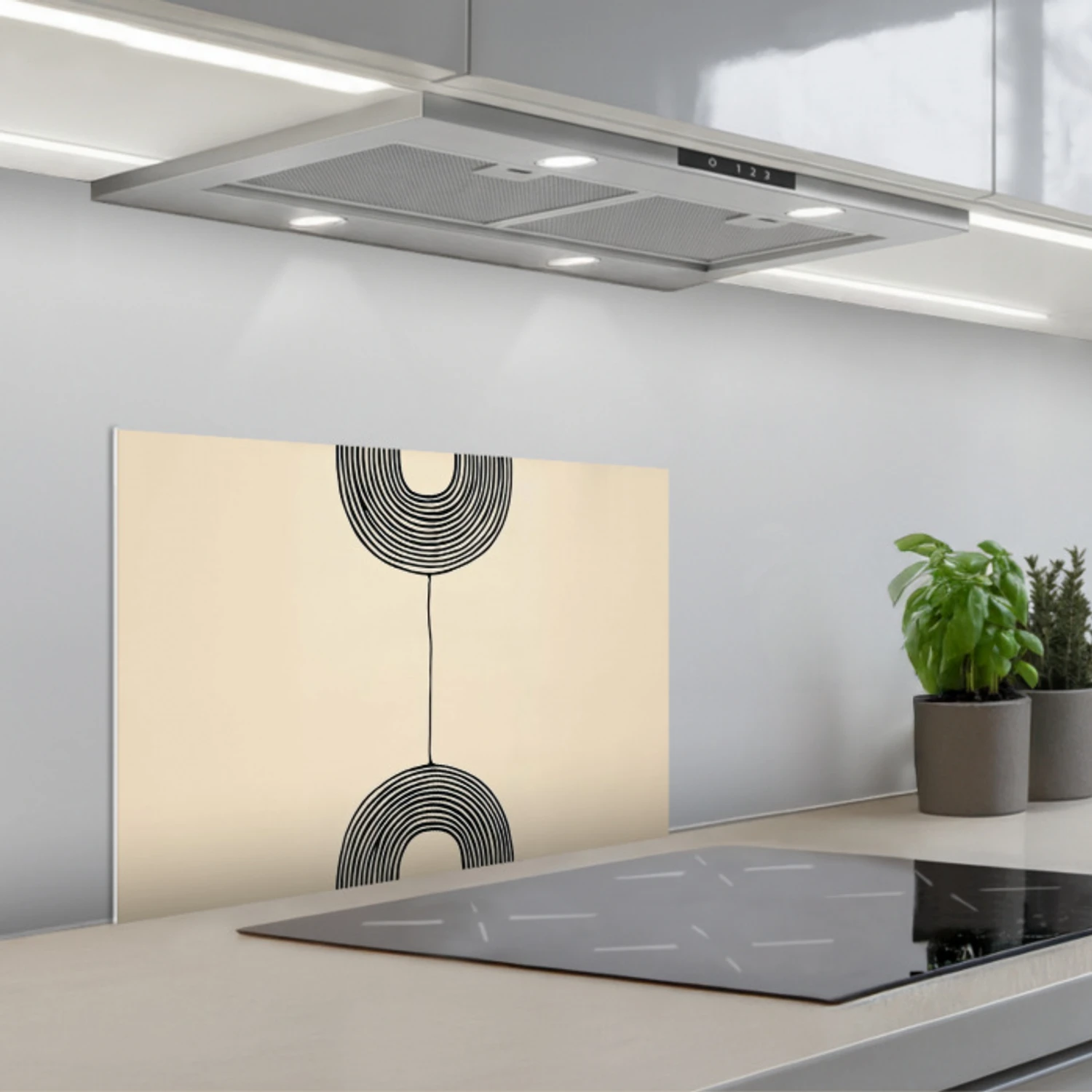 Geometrische bogen - Minimalistisch - Symmetrisch keuken achterwand spatscherm klein -3d_schuin