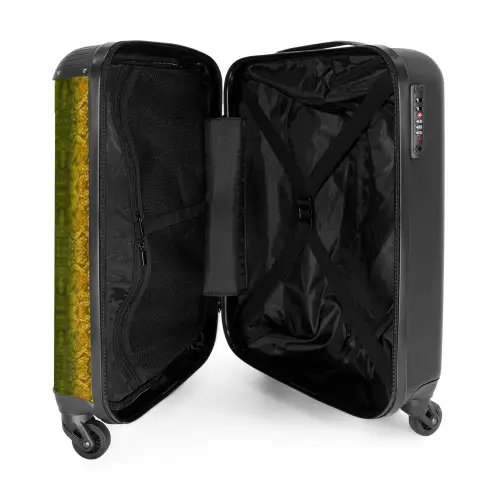 Geel groen slangenhuid met symmetrische schubstructuur NBS - Handbagage koffer - Volwassenen Unisex middel -binnenkant